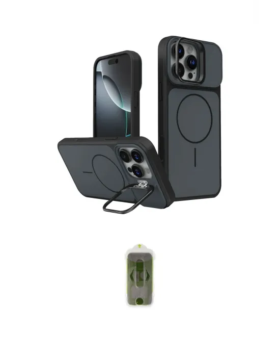 ieg™ iPhone 16 Pro Max Kılıf İz Modern Prime - Siyah Joko Magic 5D Hayalet Cam