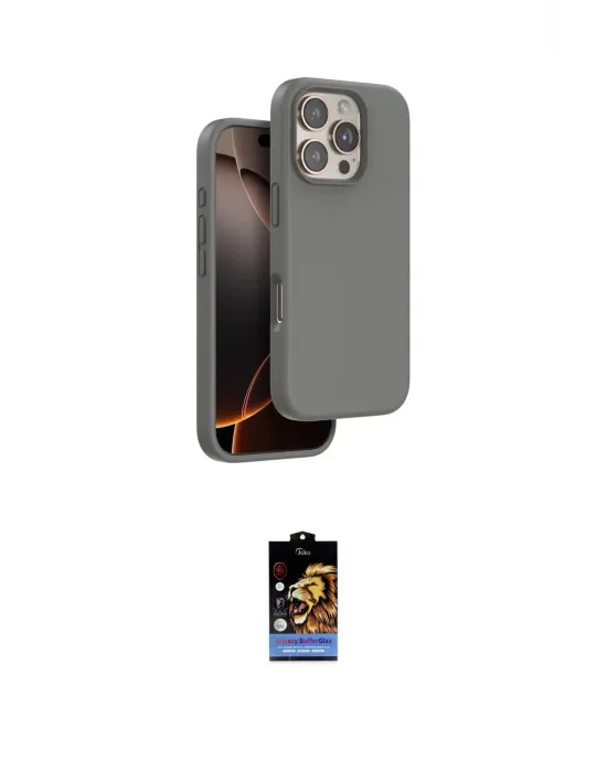 ieg™ iPhone 16 Pro Max Kılıf Kıvılcım Çizgi Serisi - Siyah Buffer Hayalet Cam Ekran Koruyucu