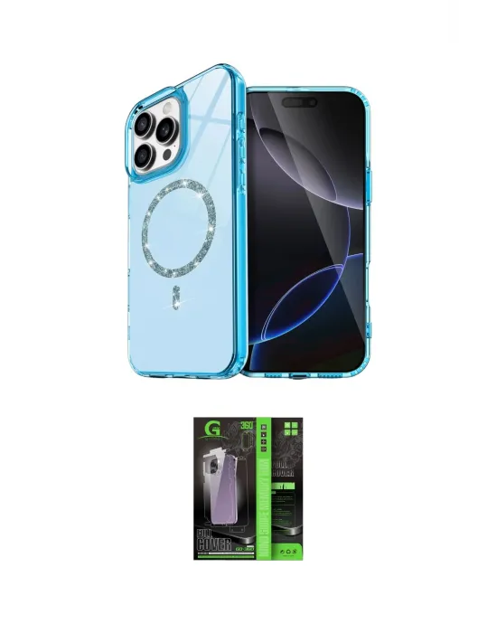 ieg™ iPhone 16 Pro Max Kılıf Kıvılcım Form Prime - Şeffaf 360 Full Body Arka Koruyucu
