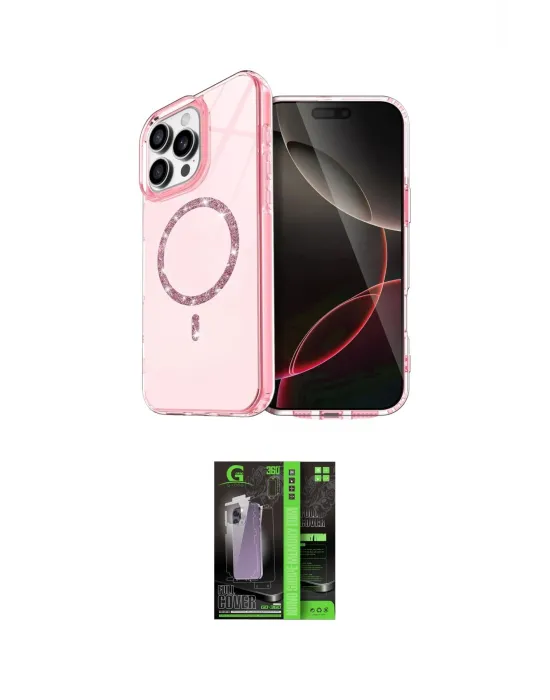 ieg™ iPhone 16 Pro Max Kılıf Kıvılcım Form Prime - Şeffaf 360 Full Body Arka Koruyucu