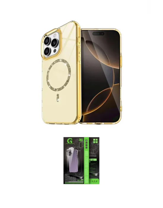 ieg™ iPhone 16 Pro Max Kılıf Kıvılcım Form Prime - Şeffaf 360 Full Body Arka Koruyucu