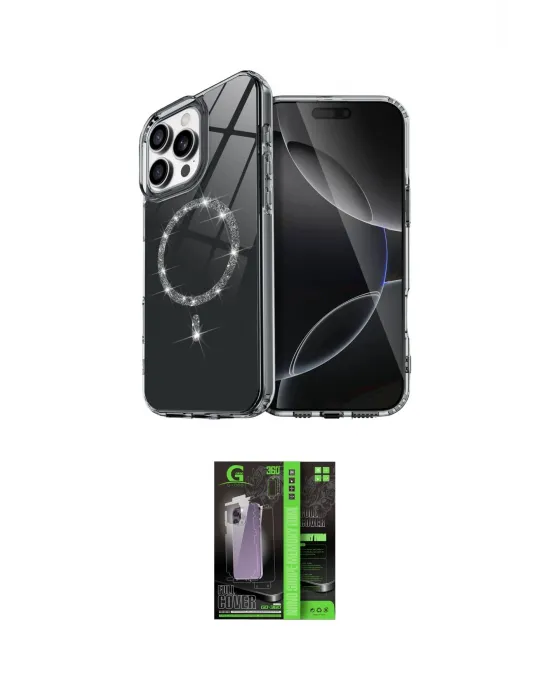 ieg™ iPhone 16 Pro Max Kılıf Kıvılcım Form Prime - Şeffaf 360 Full Body Arka Koruyucu