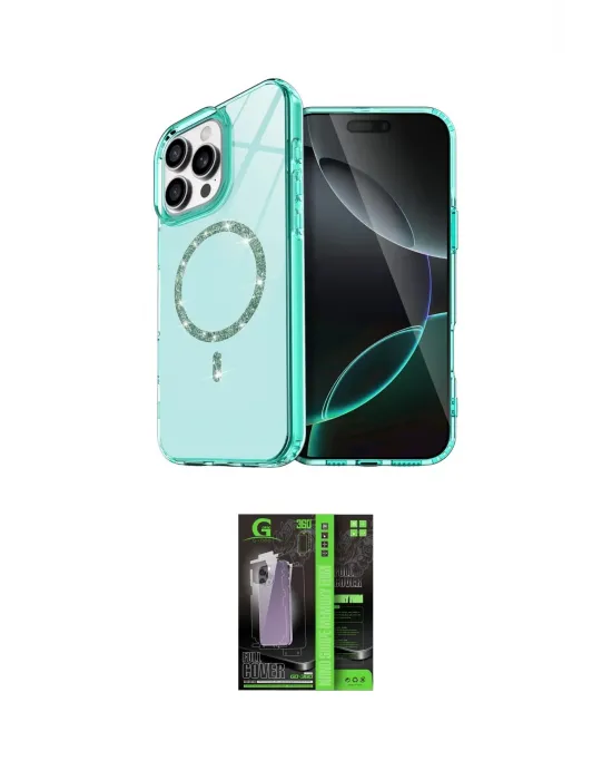 ieg™ iPhone 16 Pro Max Kılıf Kıvılcım Form Prime - Şeffaf 360 Full Body Arka Koruyucu
