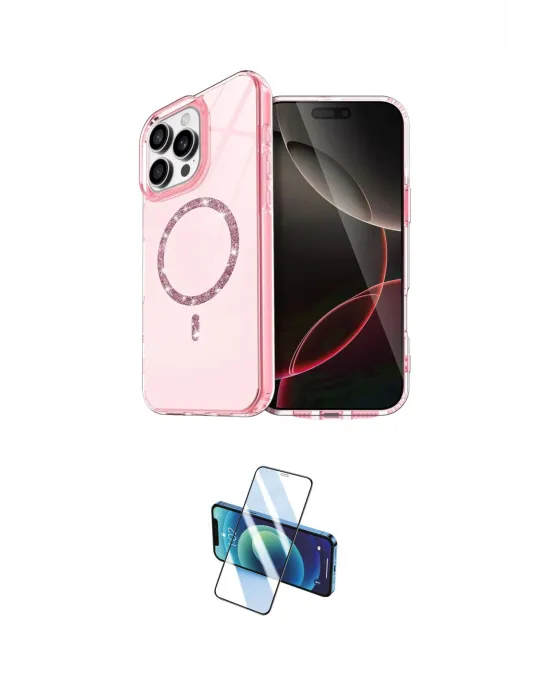 ieg™ iPhone 16 Pro Max Kılıf Kıvılcım Form Prime - Siyah 3D Antistatik Cam Ekran Koruyucu
