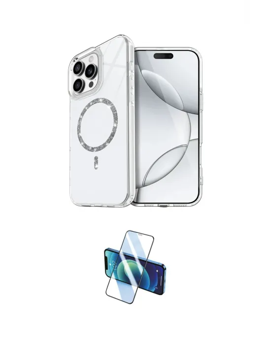 ieg™ iPhone 16 Pro Max Kılıf Kıvılcım Form Prime - Siyah 3D Antistatik Cam Ekran Koruyucu