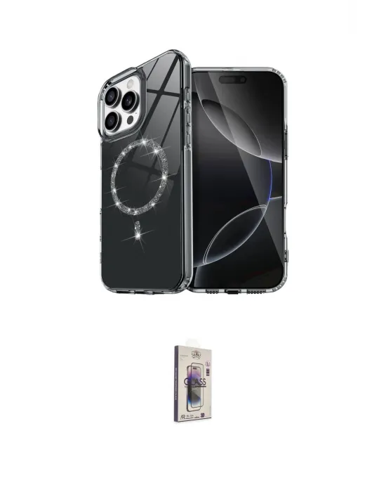 ieg™ iPhone 16 Pro Max Kılıf Kıvılcım Form Prime - Siyah Bilvis 3D Cam Ekran Koruyucu