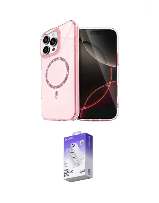 ieg™ iPhone 16 Pro Max Kılıf Kıvılcım Form Prime - Siyah Bilvis 5in1 3D Magic Cam Ekran Koruyucu