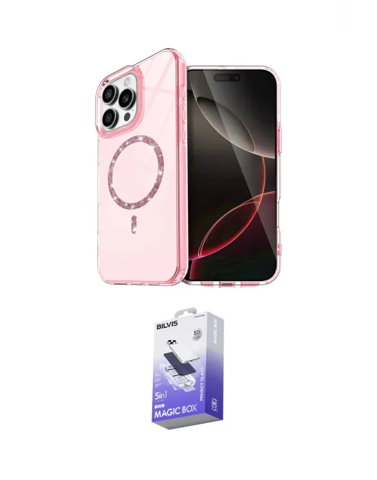 ieg™ iPhone 16 Pro Max Kılıf Kıvılcım Form Prime - Siyah Bilvis 5in1 5D Magic Hayalet Cam Ekran Koruyucu