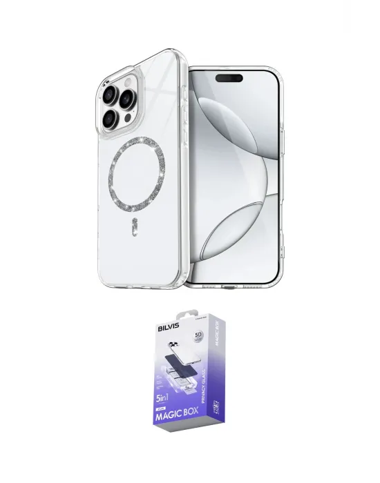 ieg™ iPhone 16 Pro Max Kılıf Kıvılcım Form Prime - Siyah Bilvis 5in1 5D Magic Hayalet Cam Ekran Koruyucu