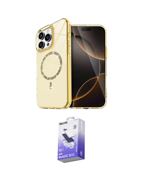 ieg™ iPhone 16 Pro Max Kılıf Kıvılcım Form Prime - Siyah Bilvis 5in1 5D Magic Hayalet Cam Ekran Koruyucu