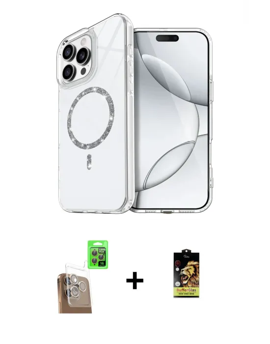 ieg™ iPhone 16 Pro Max Kılıf Kıvılcım Form Prime - Siyah Buffer Cam Ekran Koruyucu + Raze Metal Kamera Lens - CLTM