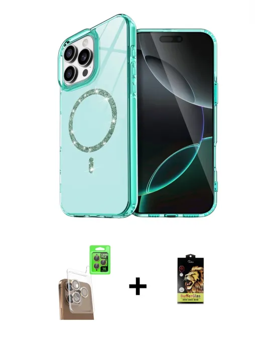 ieg™ iPhone 16 Pro Max Kılıf Kıvılcım Form Prime - Siyah Buffer Cam Ekran Koruyucu + Raze Metal Kamera Lens - CLTM