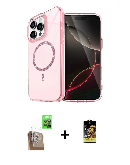ieg™ iPhone 16 Pro Max Kılıf Kıvılcım Form Prime - Siyah Buffer Cam Ekran Koruyucu + Raze Metal Kamera Lens - CLTM