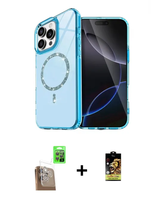 ieg™ iPhone 16 Pro Max Kılıf Kıvılcım Form Prime - Siyah Buffer Cam Ekran Koruyucu + Raze Metal Kamera Lens - CLTM