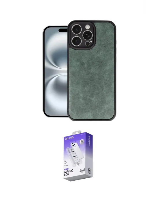 ieg™ iPhone 16 Pro Max Kılıf Kıvılcım Işık Serisi - Siyah Bilvis 5in1 3D Magic Cam Ekran Koruyucu