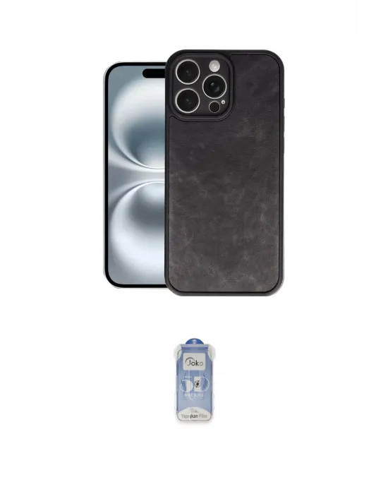 ieg™ iPhone 16 Pro Max Kılıf Kıvılcım Işık Serisi - Siyah Joko Magic 5D Cam