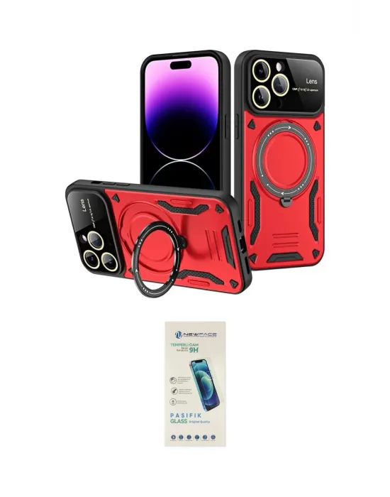 ieg™ iPhone 16 Pro Max Kılıf Kıvılcım Modern Serisi - Şeffaf Pasifik Cam Ekran Koruyucu