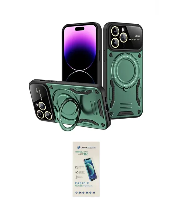 ieg™ iPhone 16 Pro Max Kılıf Kıvılcım Modern Serisi - Şeffaf Pasifik Cam Ekran Koruyucu