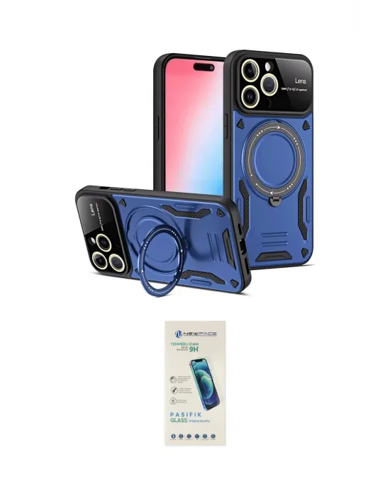 ieg™ iPhone 16 Pro Max Kılıf Kıvılcım Modern Serisi - Şeffaf Pasifik Cam Ekran Koruyucu