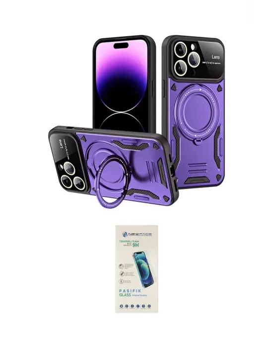 ieg™ iPhone 16 Pro Max Kılıf Kıvılcım Modern Serisi - Şeffaf Pasifik Cam Ekran Koruyucu