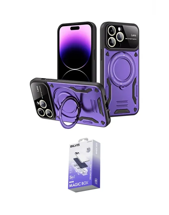ieg™ iPhone 16 Pro Max Kılıf Kıvılcım Modern Serisi - Siyah Bilvis 5in1 5D Magic Hayalet Cam Ekran Koruyucu