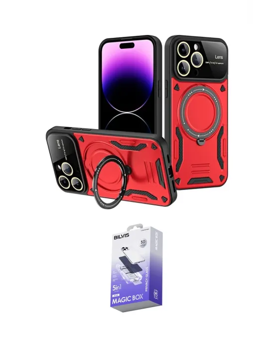 ieg™ iPhone 16 Pro Max Kılıf Kıvılcım Modern Serisi - Siyah Bilvis 5in1 5D Magic Hayalet Cam Ekran Koruyucu