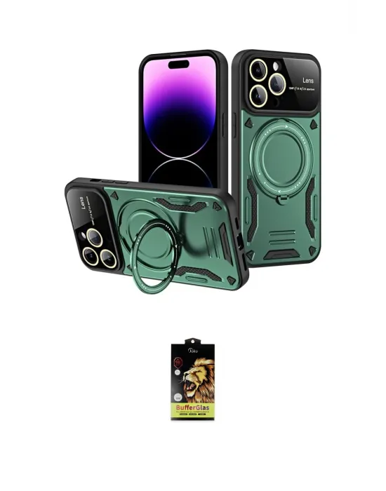 ieg™ iPhone 16 Pro Max Kılıf Kıvılcım Modern Serisi - Siyah Buffer Cam Ekran Koruyucu
