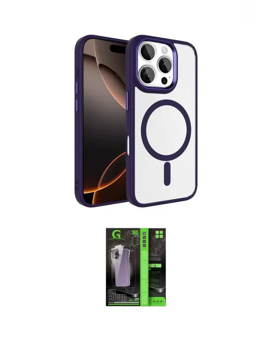 ieg™ iPhone 16 Pro Max Kılıf Kıvılcım Prime - Şeffaf 360 Full Body Arka Koruyucu