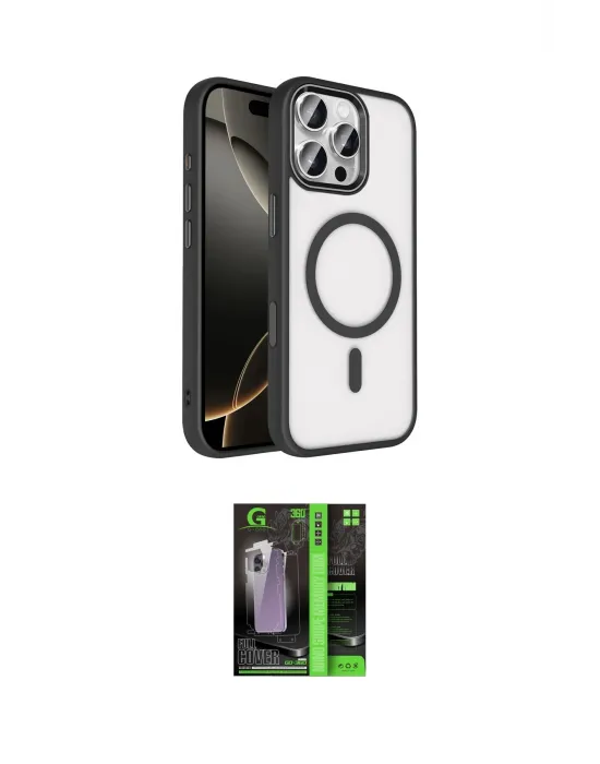 ieg™ iPhone 16 Pro Max Kılıf Kıvılcım Prime - Şeffaf 360 Full Body Arka Koruyucu