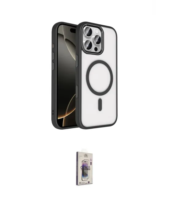 ieg™ iPhone 16 Pro Max Kılıf Kıvılcım Prime - Siyah Bilvis 3D Cam Ekran Koruyucu