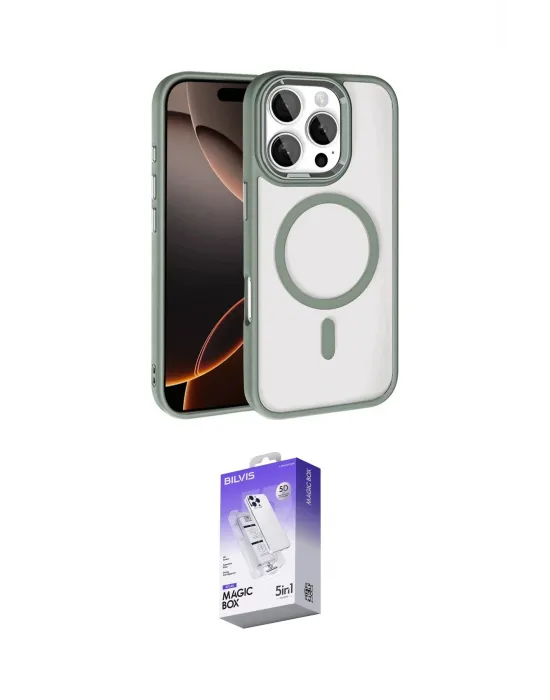 ieg™ iPhone 16 Pro Max Kılıf Kıvılcım Prime - Siyah Bilvis 5in1 3D Magic Cam Ekran Koruyucu
