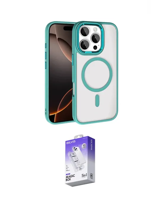 ieg™ iPhone 16 Pro Max Kılıf Kıvılcım Prime - Siyah Bilvis 5in1 3D Magic Cam Ekran Koruyucu