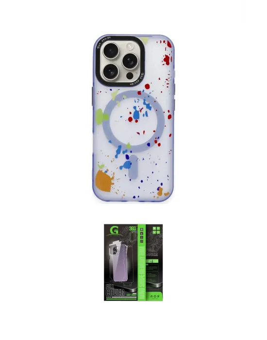 ieg™ iPhone 16 Pro Max Kılıf Kozmos Doku - Şeffaf 360 Full Body Arka Koruyucu