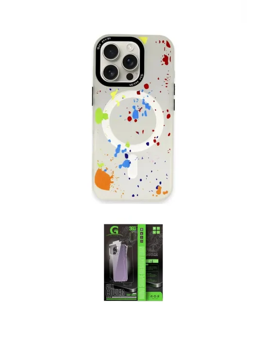 ieg™ iPhone 16 Pro Max Kılıf Kozmos Doku - Şeffaf 360 Full Body Arka Koruyucu