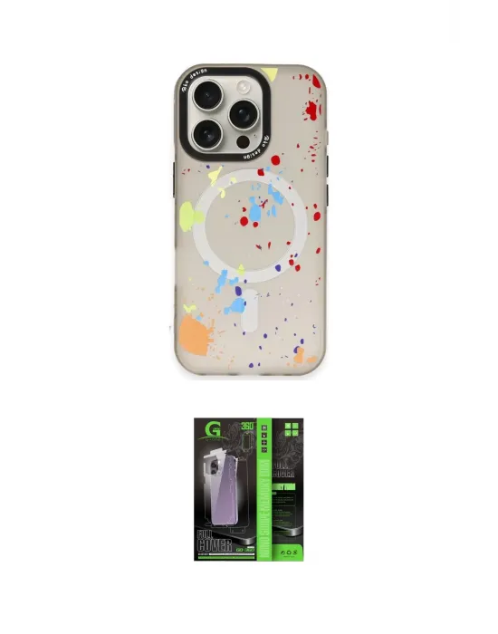 ieg™ iPhone 16 Pro Max Kılıf Kozmos Doku - Şeffaf 360 Full Body Arka Koruyucu