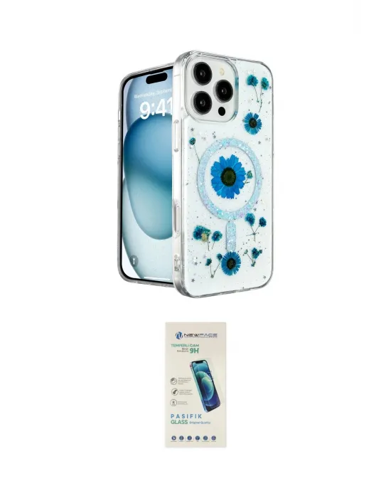 ieg™ iPhone 16 Pro Max Kılıf Kozmos Doku - Şeffaf Pasifik Cam Ekran Koruyucu