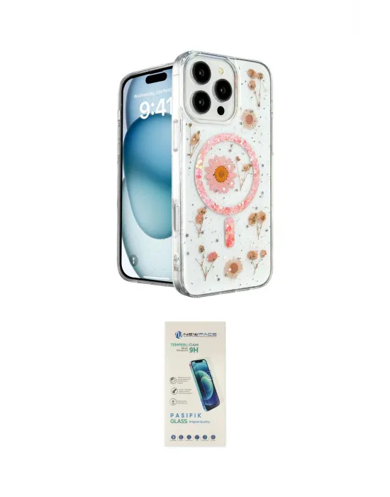 ieg™ iPhone 16 Pro Max Kılıf Kozmos Doku - Şeffaf Pasifik Cam Ekran Koruyucu