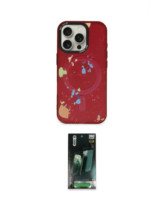 ieg™ iPhone 16 Pro Max Kılıf Kozmos Doku - Siyah 360 Mat Full Body Arka Koruyucu