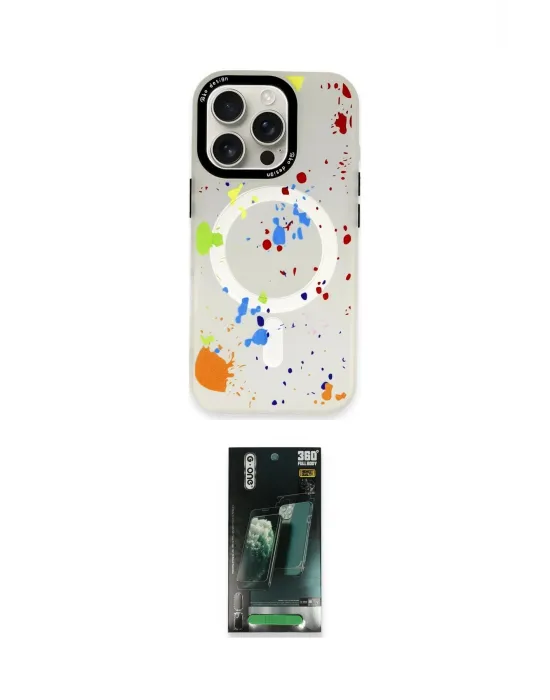 ieg™ iPhone 16 Pro Max Kılıf Kozmos Doku - Siyah 360 Mat Full Body Arka Koruyucu
