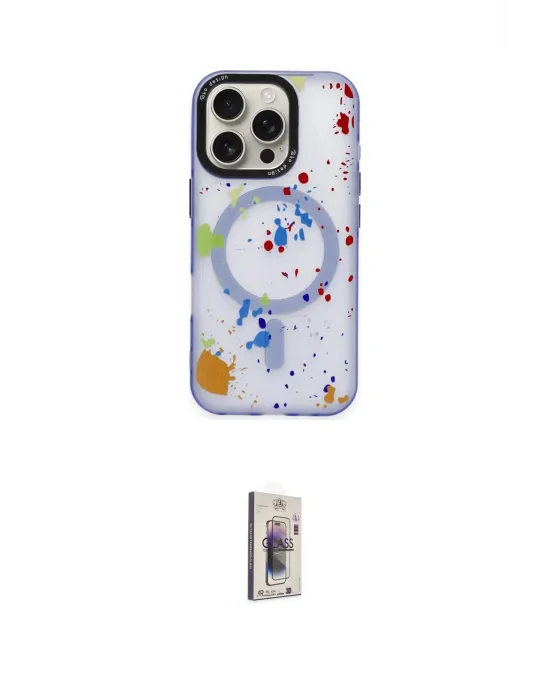 ieg™ iPhone 16 Pro Max Kılıf Kozmos Doku - Siyah Bilvis 3D Cam Ekran Koruyucu