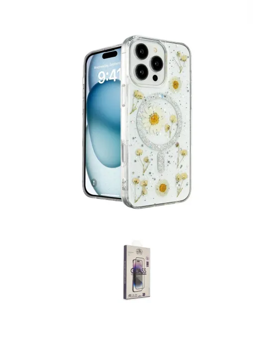 ieg™ iPhone 16 Pro Max Kılıf Kozmos Doku - Siyah Bilvis 3D Cam Ekran Koruyucu