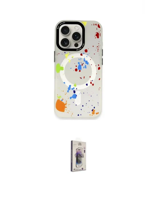 ieg™ iPhone 16 Pro Max Kılıf Kozmos Doku - Siyah Bilvis 3D Cam Ekran Koruyucu