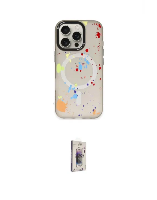 ieg™ iPhone 16 Pro Max Kılıf Kozmos Doku - Siyah Bilvis 3D Cam Ekran Koruyucu
