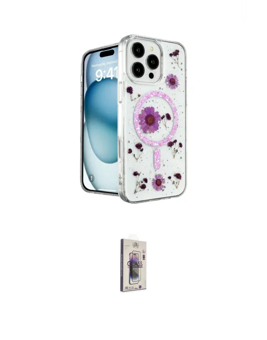 ieg™ iPhone 16 Pro Max Kılıf Kozmos Doku - Siyah Bilvis 3D Cam Ekran Koruyucu