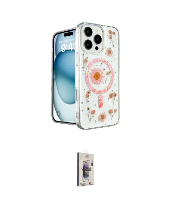 ieg™ iPhone 16 Pro Max Kılıf Kozmos Doku - Siyah Bilvis 3D Cam Ekran Koruyucu