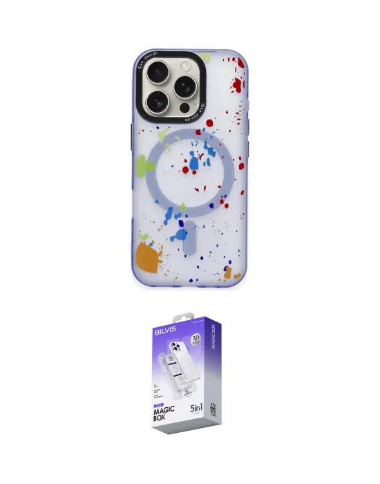 ieg™ iPhone 16 Pro Max Kılıf Kozmos Doku - Siyah Bilvis 5in1 3D Magic Cam Ekran Koruyucu