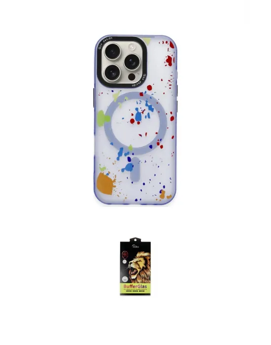 ieg™ iPhone 16 Pro Max Kılıf Kozmos Doku - Siyah Buffer Cam Ekran Koruyucu