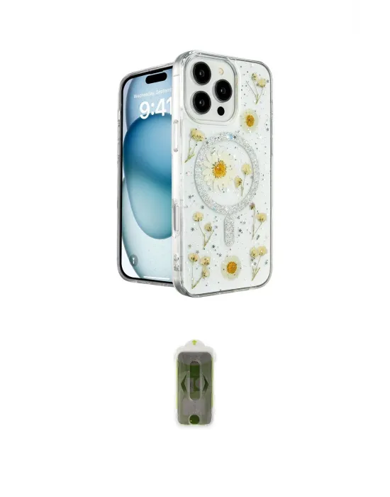 ieg™ iPhone 16 Pro Max Kılıf Kozmos Doku - Siyah Joko Magic 5D Hayalet Cam