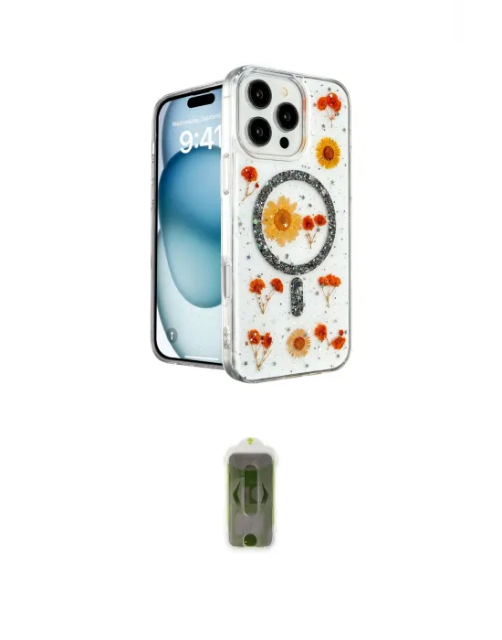 ieg™ iPhone 16 Pro Max Kılıf Kozmos Doku - Siyah Joko Magic 5D Hayalet Cam