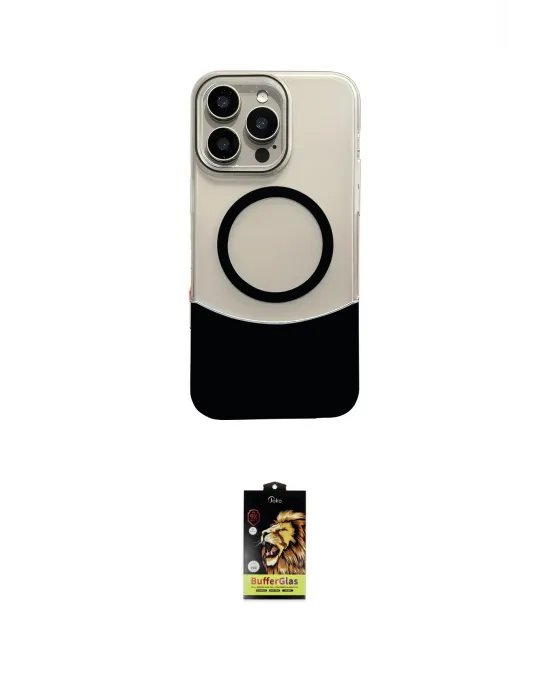 ieg™ iPhone 16 Pro Max Kılıf Kozmos Form Özel Seri - Siyah Buffer Cam Ekran Koruyucu